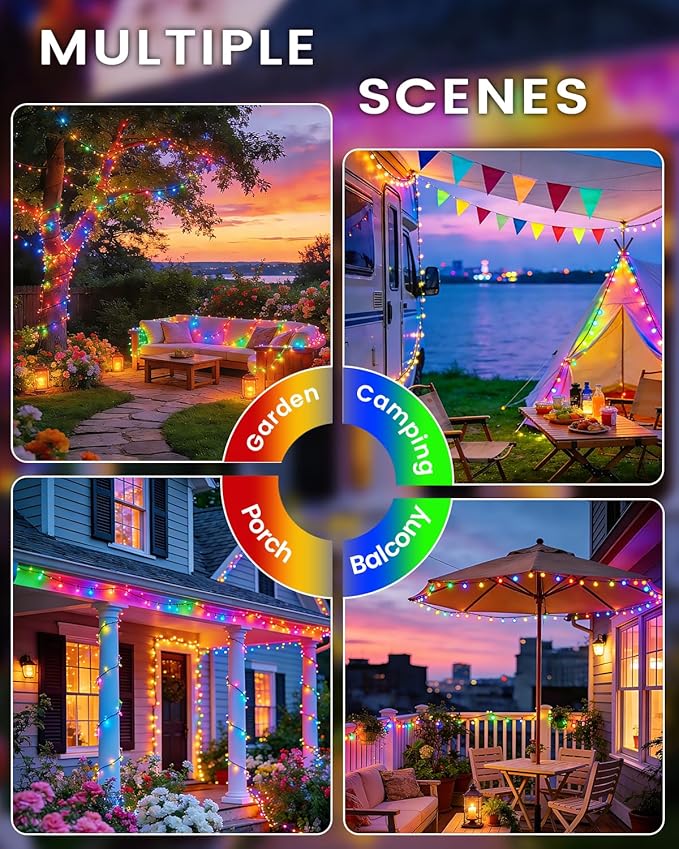 OZS 6 Pack 480LED Solar Christmas String Lights Outdoor, Waterproof 8 Modes Solar Tree Light, Green Wire Christmas Lights Outdoor for Garden, Party, Wedding, Christmas Decorations (Multicolor)