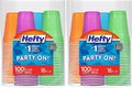 Hefty Plastic Cups, 16 Ounce, Disposable | 100 Count | Pack of 2 | Party | Assorted