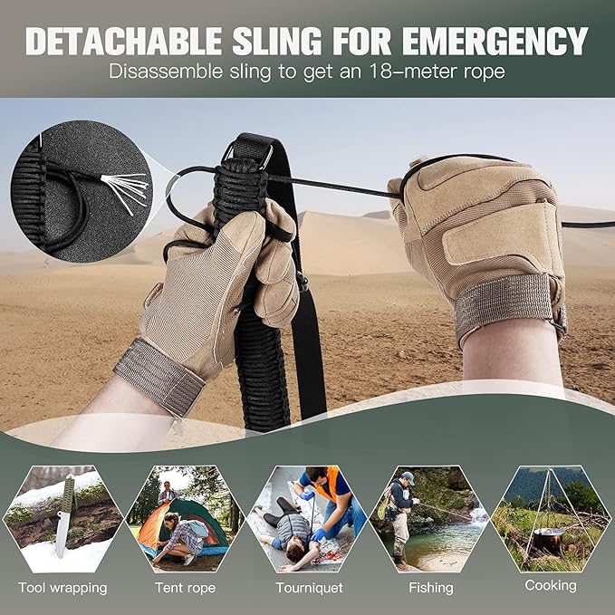 VVAAGG Two-Point Paracord Rifle Sling with Swivels, Non-Slip Gun Sling with Adjustable Length Strap