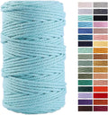Light Blue Macrame Cord 4mm x 109Yards,Colored Cotton Rope Craft Cord Colorful Cotton Cord Twine for Wall Hanging Plant Hangers Crafts Knitting Decorative Projects