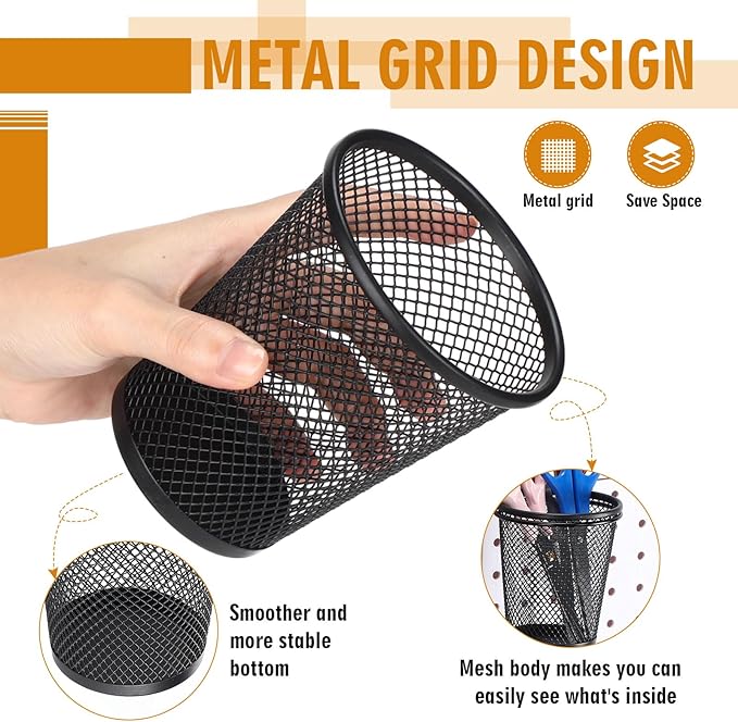 Spakon 6 Sets Pegboard Cups with Ring Hook, Peg Board Baskets Bin Holder Organizer Accessories Pegboard Pencil Cup Multipurpose Metal Pen Holder for Office Garage(Black,2.56x4.13x3.54'',Regular)
