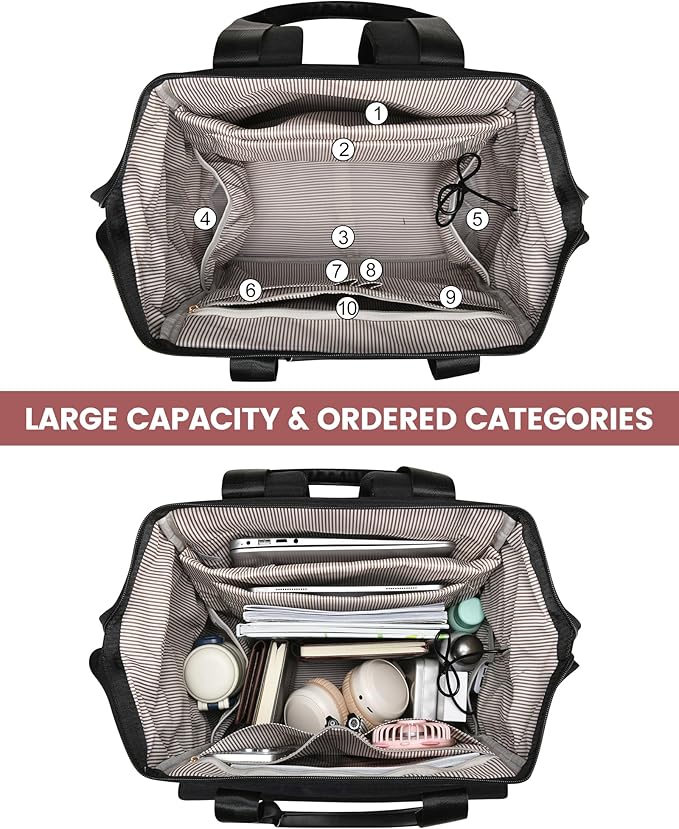 LOVEVOOK 18 Inch Laptop Backpack for Women, Large Capacity Travel Backpack with Organizer Bag, Waterproof Carry on Backpack Purse Work Bag with USB Port for College Teacher Nurse, 2PCS