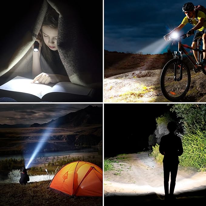 Blukar LED Flashlight Rechargeable 2 Pack, Super Bright Adjustable Focus Handheld Flashlights, 4 Lighting Modes, Waterproof Pocket Size Torch for Camping, Hiking, Outdoor, Emergency-Black