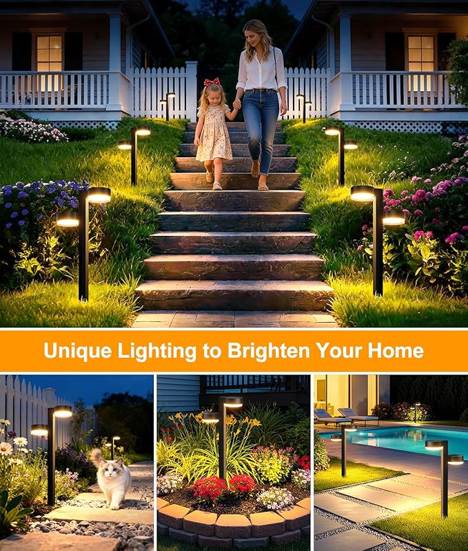 Solar Pathway Lights Outdoor Waterproof, 6 Pack Dual-Head Solar Lights Outdoor, 2X Brighter 24 LED Outdoor Solar Garden Light for Yard Path Walkway Driveway Solar Powered Landscape Lighting