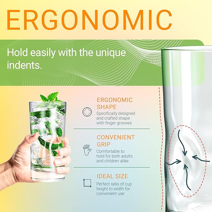 Bravario Unbreakable Plastic Drinking Glasses 17 oz | Dishwasher Safe Shatterproof 100% Tritan Water Tumblers | BPA Free Reusable Outdoor Highball Drinkware | Set of 6