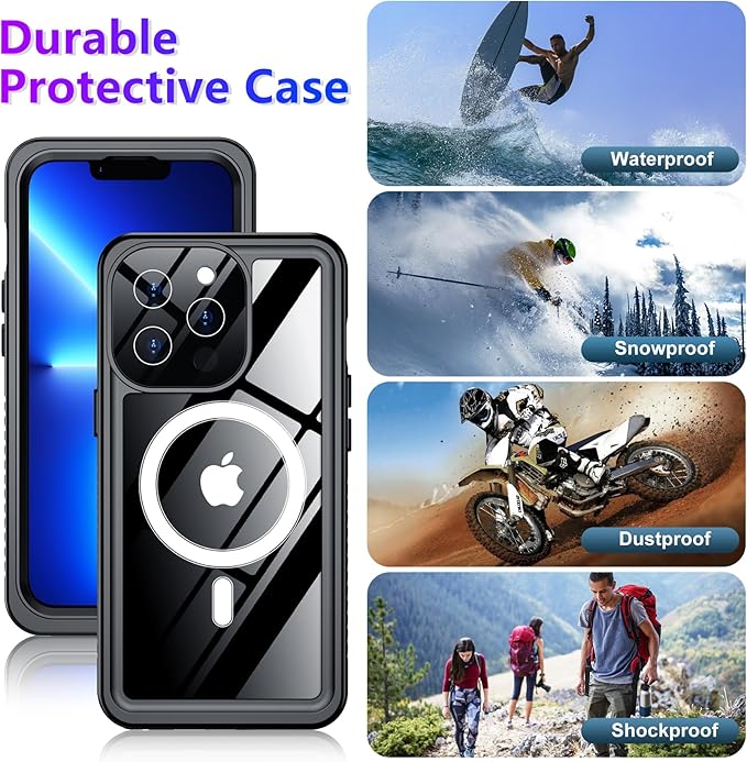 Red2Fire 2025 New Designed for iPhone 13 Pro Max Case Waterproof, [Compatible with MagSafe][Full Body Shockproof][IP68 Underwater][Dustproof][Dropproof] Phone Case 6.7"