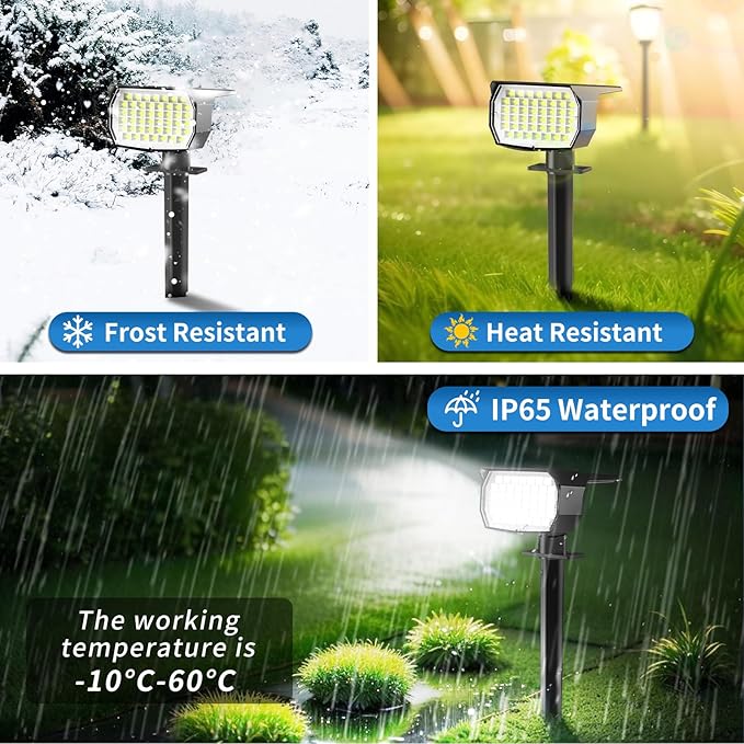 Tadyreal Solar Spot Lights Outdoor 10 Pack, [46 LED/3 Modes] Solar Landscape Spotlights Waterproof, 2-in-1 Auto On/Off Solar Powered Lights for Outside Yard Garden Wall Pathway(Cool White)