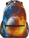 Wamika Baseball Ice Fire Boys Backpack Sports Ball School Backpacks Kids Girls Preschool Book Bag
