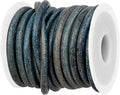 GENIQUE Real/Genuine Round Leather String Cord for Necklace, Bracelets, Jewellery, Braiding (5mm, Blue Distressed)