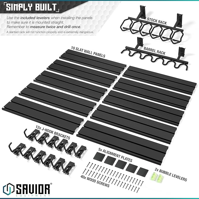 Savior Equipment Wall Rack System Heavy-Duty Steel Tactical Rifle Carbine Shotgun Handgun Storage Wall Mount, Modular Firearms Gun Wall Gear Accessories Organizer, Holds up to 6 Rifles & 6 Pistols