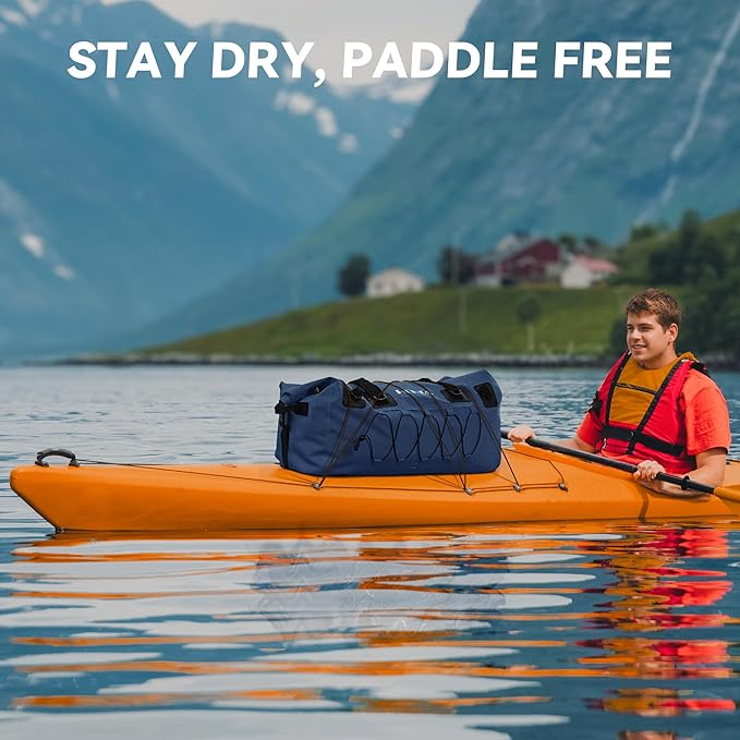 HEETA Waterproof Duffel Bag Motorcycle Dry Bag Backpack, 60L/80L Extra Large Rolltop Travel Duffle Bags with Straps & Handles for Kayaking Rafting Boating Canoeing Camping Gym Beach Cruise Ship