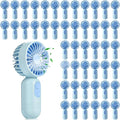 Rossesay 48 Pcs Mini Portable Fan Bulk Cute Handheld Lightweight Small Little Personal Hand Eyelash Fan 3 Speeds USB Rechargeable for Women Men Indoor Outdoor Makeup Travel (Blue)