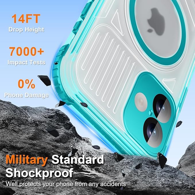 WIFORT for iPhone 16 Waterproof Case, [IP68 Underwater] [Blue Light Filter Lens] [15FT Military Shockproof], Fit for Magsafe Full Body Magnetic Frosted Phone Case with Lanyard, 6.1" Teal