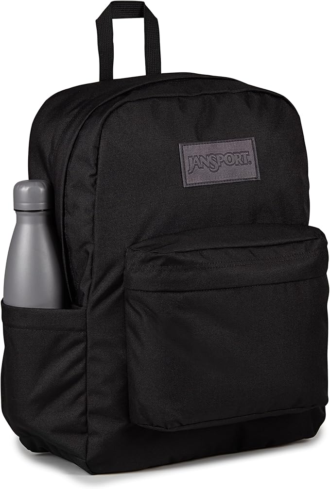 JanSport SuperBreak Plus Backpack with Padded 15-inch Laptop Sleeve and Integrated Bottle Pocket - Spacious and Durable Daypack for Work and Travel - Monochrome Black