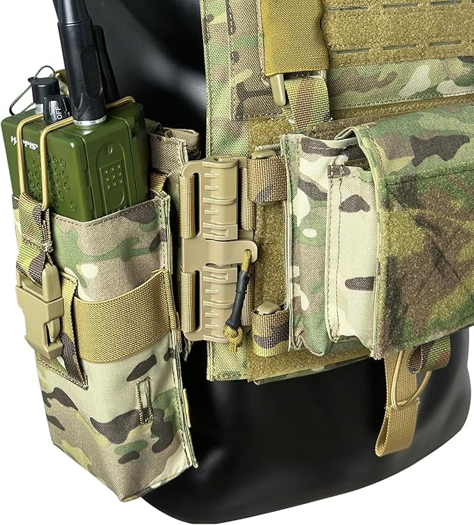 Radio Holster Walkie Talkie Pouch - 500D Nylon Molle System 3mm Bungee Storage Bag for Utility Tactical Belt Accessory Fits Standard Handset