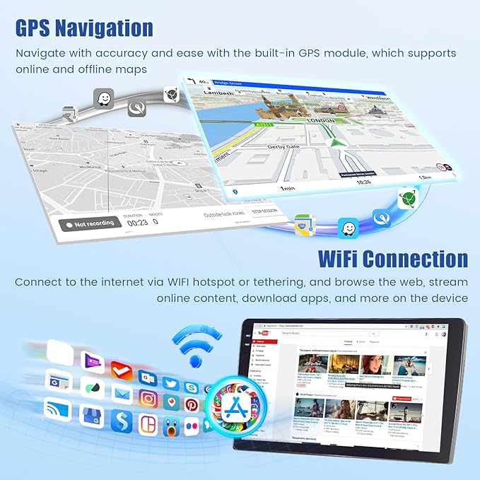 Inefala [4G+128G] Android 15 Car Radio for Jeep Compass Patriot 2010-2016 Car Stereo with Wireless Carplay/Android Auto, 10 Inch HD Touchscreen with GPS WiFi Bluetooth FM/RDS EQ SWC Backup Camera MIC