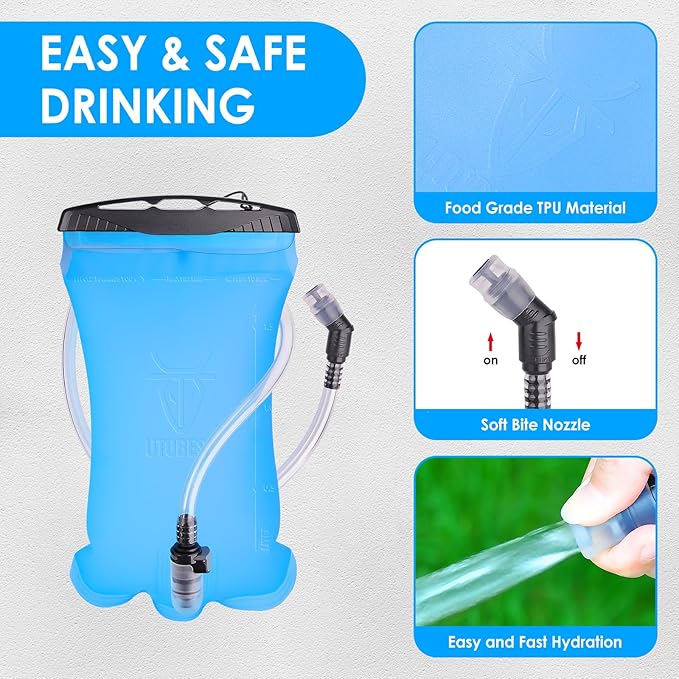 UTOBEST Hydration Bladder, 1.5L TPU Water Bladder BPA Free, Wide Opening, Leak-Proof, Water Reservoir for Hiking Backpack Cycling Camping Running