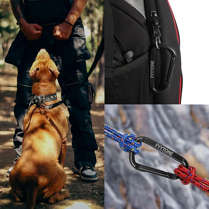 Black Steel Heavy Duty Carabiner Clip, 880 lbs 3" Carabiners D Ring Spring Snap Hooks for Hammocks, Camping, Hiking, Keychains, Outdoors and Gym, Dog Leash.