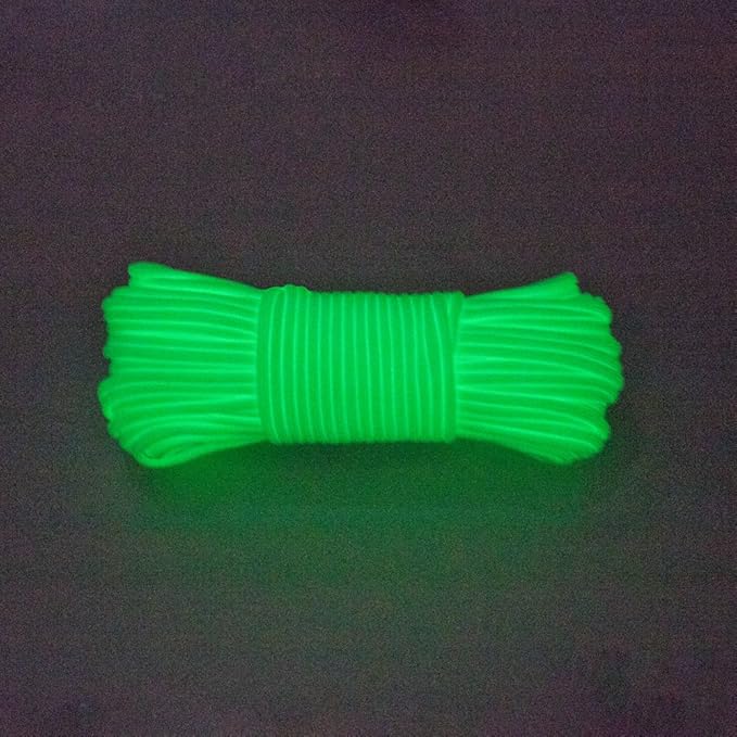 Glow in The Dark Zesty 550lb Paracord – 21 Strand Luminous Parachute Cord for Nighttime Outdoor Utility – 8 Colors and Length Options of 25', 50’, 100’, and 1,000’