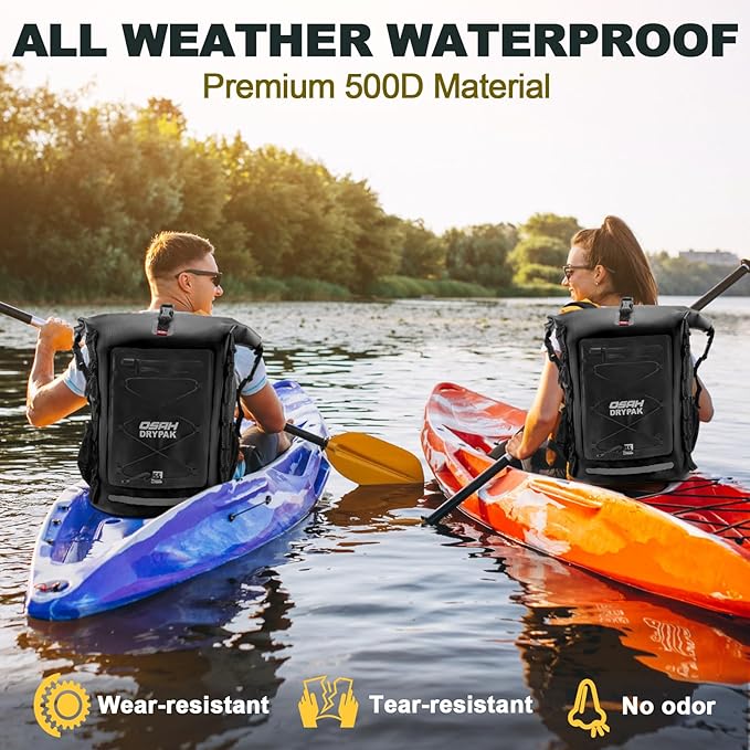 OSAH DRYPAK Waterproof Backpack Dry Bag 25L/35L/55L/85L – Heavy Duty Roll-Top Hiking Backpack Sack Keeps Gear Dry for Travel, Kayaking, Boating, Camping, Rafting and Fishing