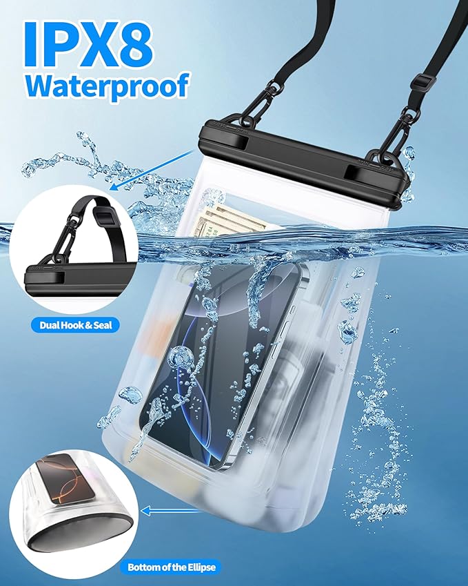 Extra Large Size Waterproof Phone Pouch - [Floating] Water Proof Pouch for iPhone Galaxy Google and More, IPX8 Waterproof Dry Bag for Beach Vacation Belongings