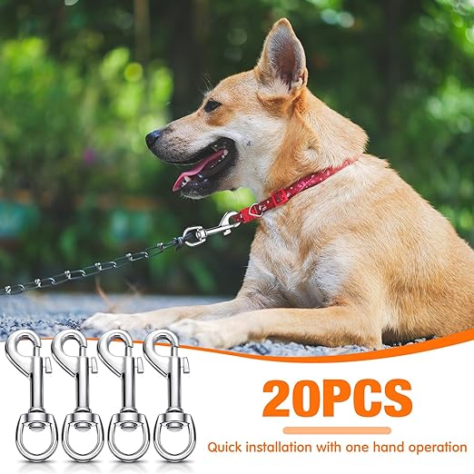 Therwen Heavy Duty 2.76 Inch Flag Hooks Clasp Single Ended Clip Hooks Multipurpose Bolt Snap for Keychain Camera Strap Linking Pet Leash (20)