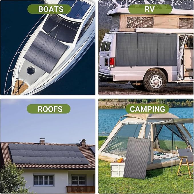 ALLPOWERS SF200 Flexible Solar Panel 200w Ultra Thin 3mm Bendable Monocrystalline Solar Charger with 25% Efficiency IP68 Waterproof for RV Van Marine Boat Camping Off Grid