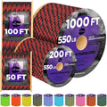 TECEUM Reflective Paracord Rope 1000 – 1000ft/200ft/100ft/50ft – 40+ Colors – Glow in The Dark – para Cord – Utility Rope for Survival, Hunting & Camping Gear – Nylon String, Camping Rope, Tent Cord