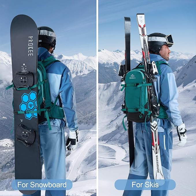 Ski and Snowboard Hydration Backpack, with 2L Water Reservoir and Insulated Harness, 30L Hydration Pack for Skiing, Hiking