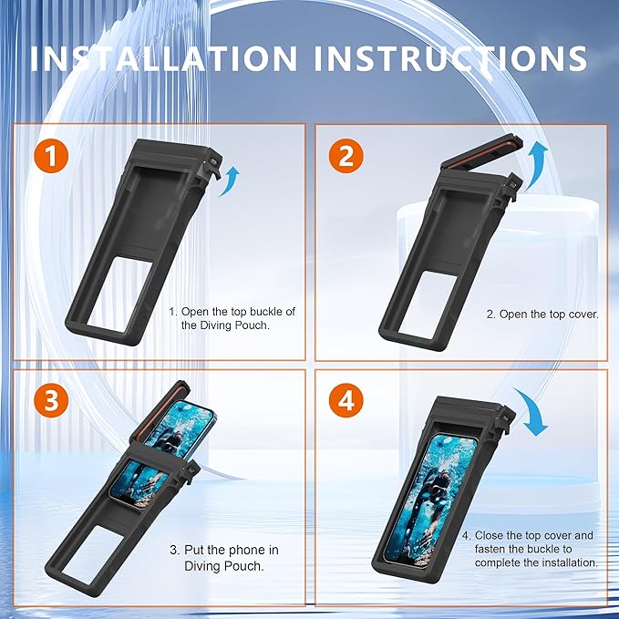 GOLDJU Waterproof Phone Case, Underwater Diving Phone Case for Snorkeling,IPX8 Waterproof Phone Pouch with Lanyard for Apple iPhone,Samsung,and up to 7.0",Beach Cruise Ship Travel Essentials - Black