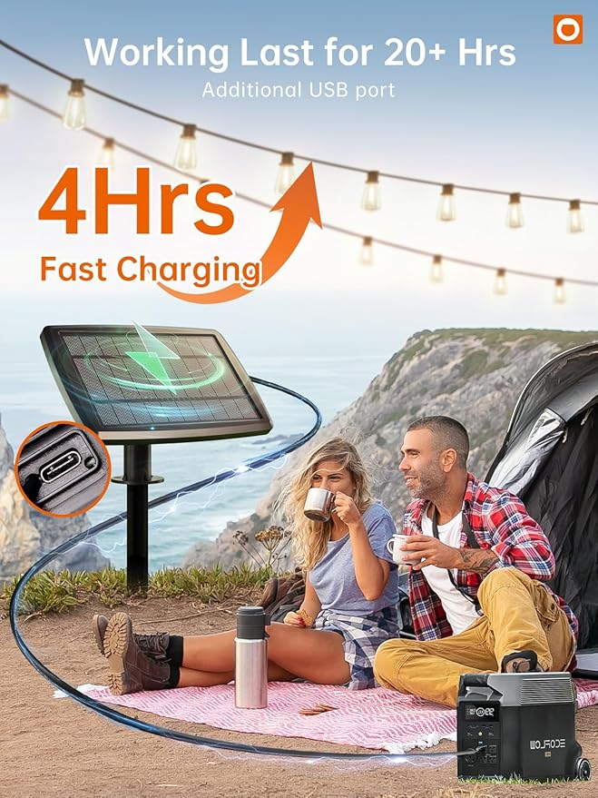 addlon 78FT(72+6) Solar String Lights Outdoor, Waterproof Solar Powered Outside Lights with Remote & USB Port, ST38 LED Shatterproof Bulbs, Dimmable Solar Light for Camping Backyard Porch