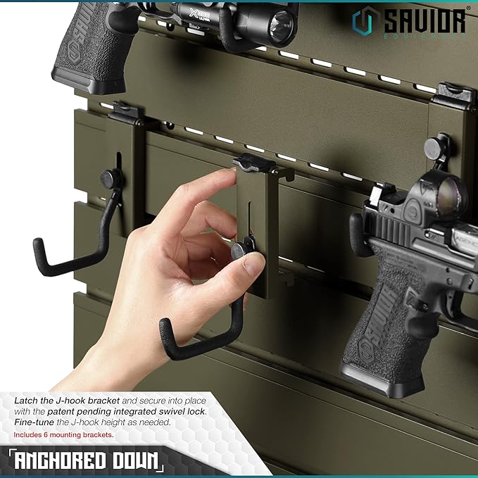 Savior Equipment Wall Rack System Heavy-Duty Steel Tactical Rifle Carbine Shotgun Handgun Storage Wall Mount, Modular Firearms Gun Wall Gear Accessories Organizer, Holds up to 6 Rifles & 6 Pistols