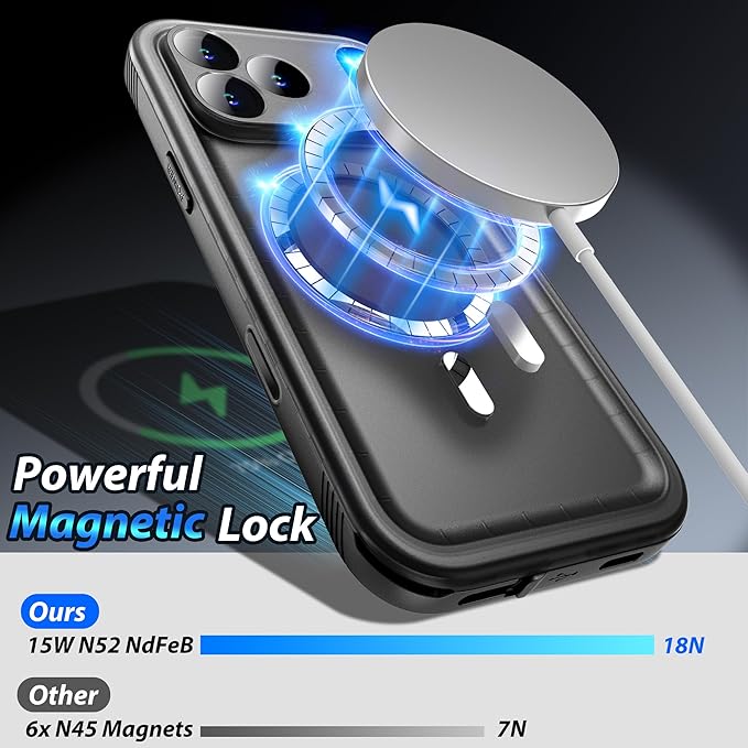 SPORTLINK for iPhone 17 Pro Case - IP68 Waterproof Military Protective Full Body Heavy Duty Shockproof 360 Sealed Dustproof with Camera Screen Protector Phone Cover for iPhone 17 Pro 6.3" M/Black