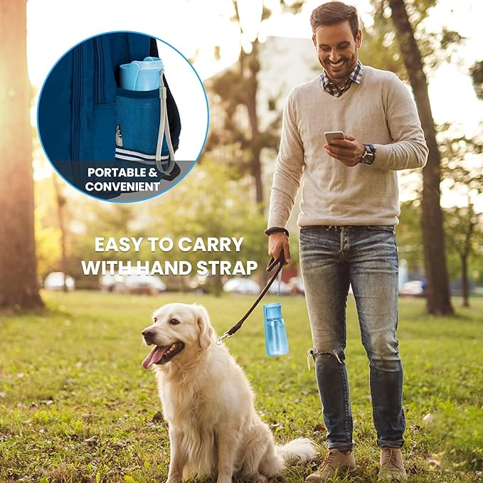 Portable Dog Water Bottle, Foldable Dog Water Bottle Leak Proof Dispenser for Puppy Small Medium Large Dogs, Pet Drink Cup for Walking Hiking Traveling(SkyBlue,19oz)
