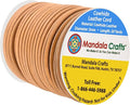 Mandala Crafts Round Genuine Tan Leather Cord for Jewelry Making – 3mm Cowhide Leather Rope String Lace for Kumihimo – 20 Yards Cowhide Craft Cording Spool