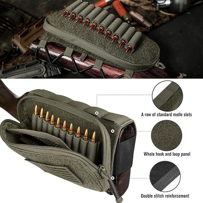 PETAC GEAR Tactical Buttstock Rifle Stock Pack/Adjustable Shell Holder Cheek Rest Pouch for Long Action …