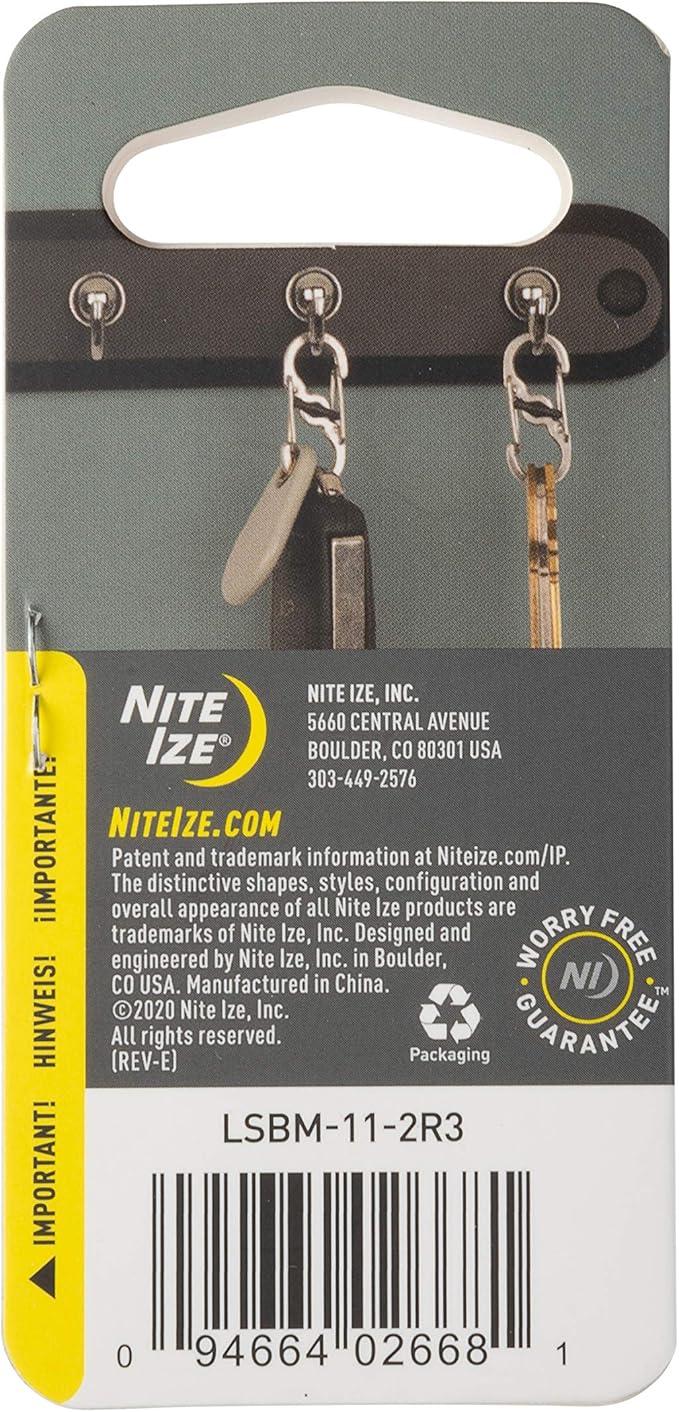 Nite Ize S-Biner MicroLock, Locking Key Holder, Stainless-Steel 2-Pack