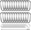 2.4" 24pcs Small Carabiner Clip Keychain, Aluminum D Ring Shape Clips with Keyring Keychain Hook