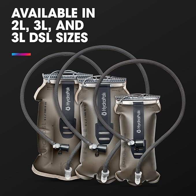 Hydrapak Force Ultra-Durable Water Bladder/Reservoir for Hydration Backpacks, 2L or 3L, Insulated Tube, Safe & Reliable