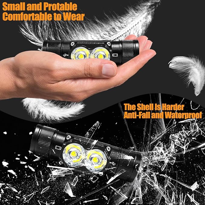 Headlamp Rechargeable 4 Pack, 1200 Lumen LED Head Lamp with 4 Light Modes, IPX6 Waterproof Super Bright High Lumen Headlamps, Adjustable Headstrap Headlights for Running, Camping, Outdoor