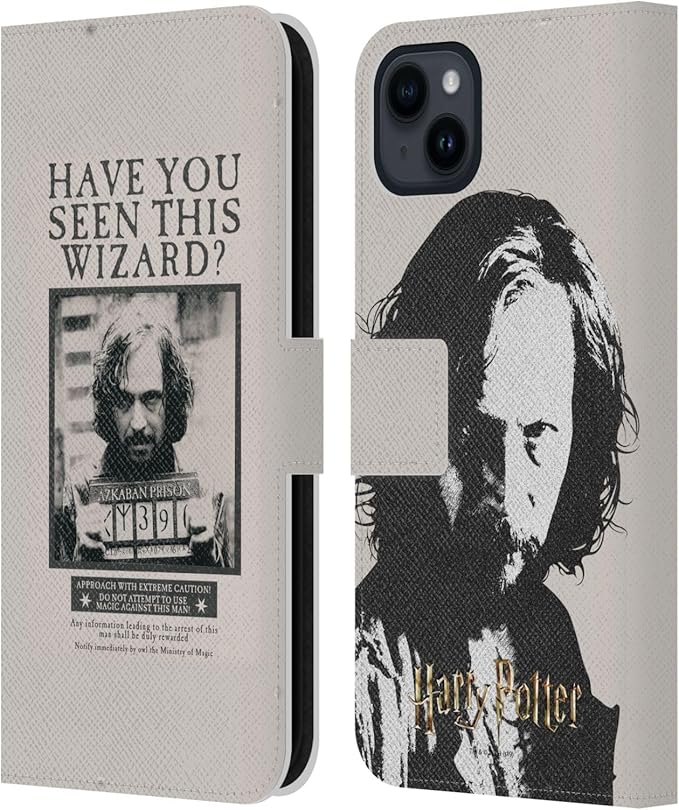 Head Case Designs Officially Licensed Harry Potter Sirius Black Poster Prisoner of Azkaban II Leather Wallet Case Compatible with Apple iPhone 15 Plus