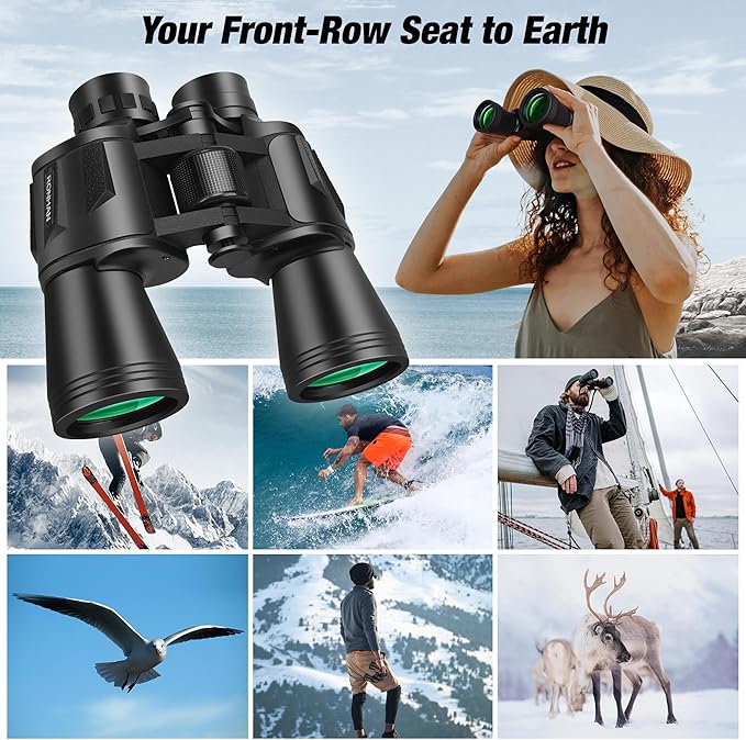 RONHAN Binoculars for Adults High Powered, Military HD Professional/Daily Waterproof 20x50 Binoculars for Bird Watching Travel Hunting Football Games Stargazing with Carrying Case & Strap
