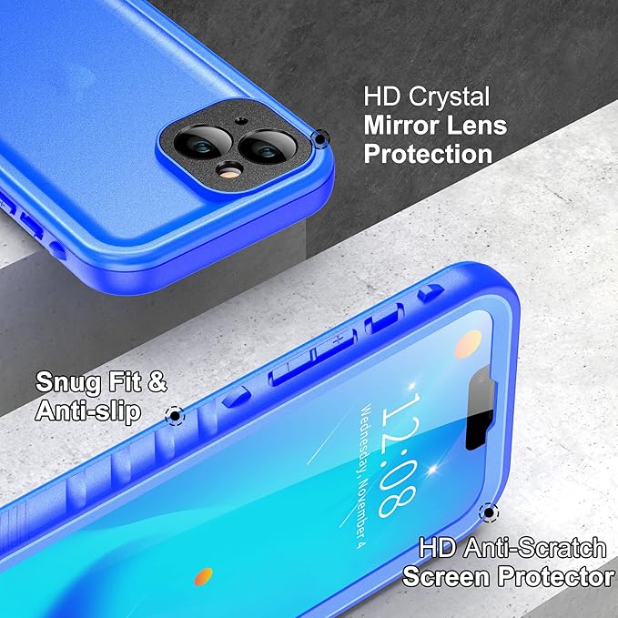 SPORTLINK Design for iPhone 14 Waterproof Case - Shockproof Dustproof Phone Case with Screen Protector for iPhone 14, Full Body Protective Case for iPhone 14 Cover 6.1'' Blue