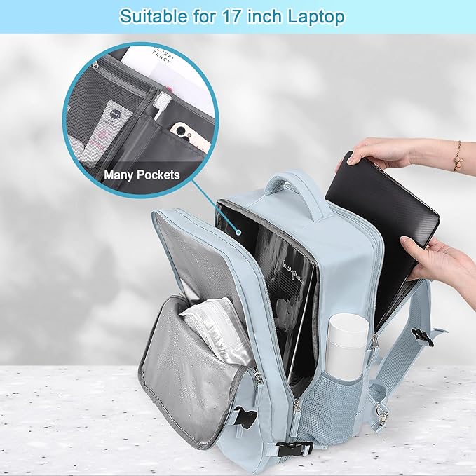 Sinaliy Large Expandable Travel Backpack for Men and Women, 17 Inch Laptop, Waterproof, Casual, College, Business, Hiking, Camping