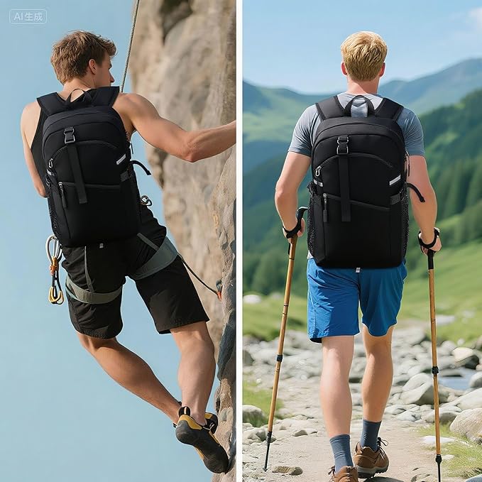 Small Hiking Backpack,20L Lightweight Travel Daypack,Ideal for Hiking,Traveling and Outdoor Adventure,Black