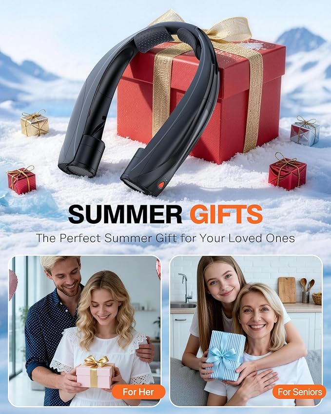Portable Neck Fan, 6000mAh Personal Fan, 360° Cooling Rechargeable Wearable Fan, 6 Speeds Adjustable Hands Free Fan for Travel Outdoor, Office, Ideal Summer Gifts for Men Women