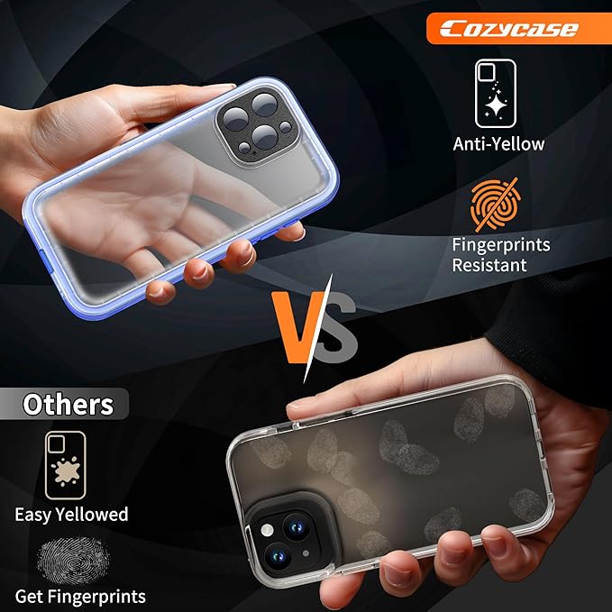 Cozycase for iPhone 16 Pro Case Waterproof - 360 Heavy Duty with Screen/Camera Protector Shockproof IP68 Underwater Dustproof Water Dust Shock Proof Full Body/Front and Back Case Blue/Frosted Clear
