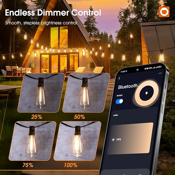 addlon 200FT Outdoor String Lights for Outside with APP Control Waterproof Patio Lights with Plastic ST38 LED Edison Bulbs Outdoor Lighting Extra Long for Backyard Bistro Porch Garden Pergola Party