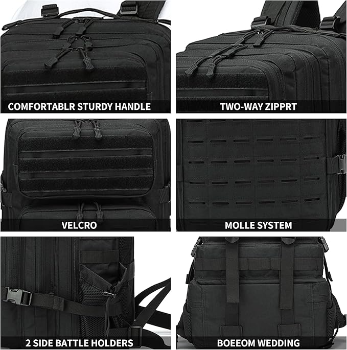 Military Tactical Backpack 45L/25L 3 Day Assault Pack Molle Daypack Hiking Backpack for Men and Women