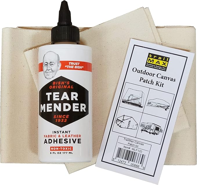 TrailMax Outdoor Canvas Patch Kit to Repair Pop-Up Campers, Canvas Tents, Boat Covers, Tarps